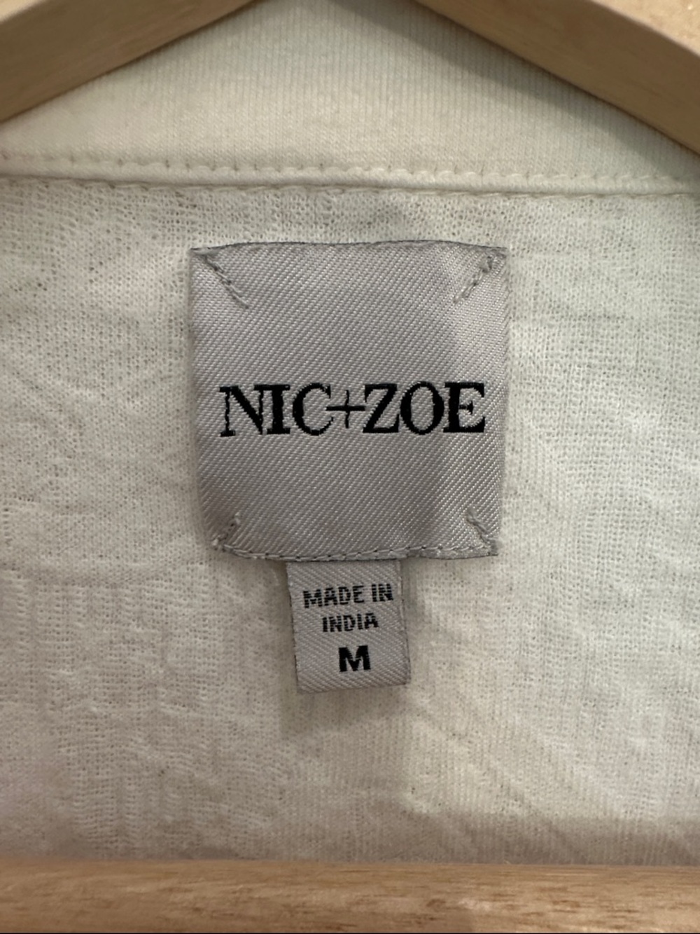 NIC+ZOE Ivory Lace-Textured Long Sleeve Polo - Picture 2 of 5